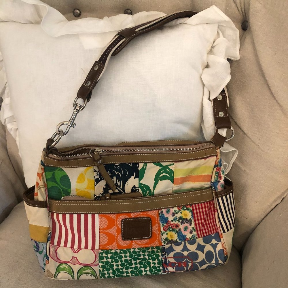 *Throwback* Coach Hampton Signature C Patchwork Barrel Handbag Purse 10457